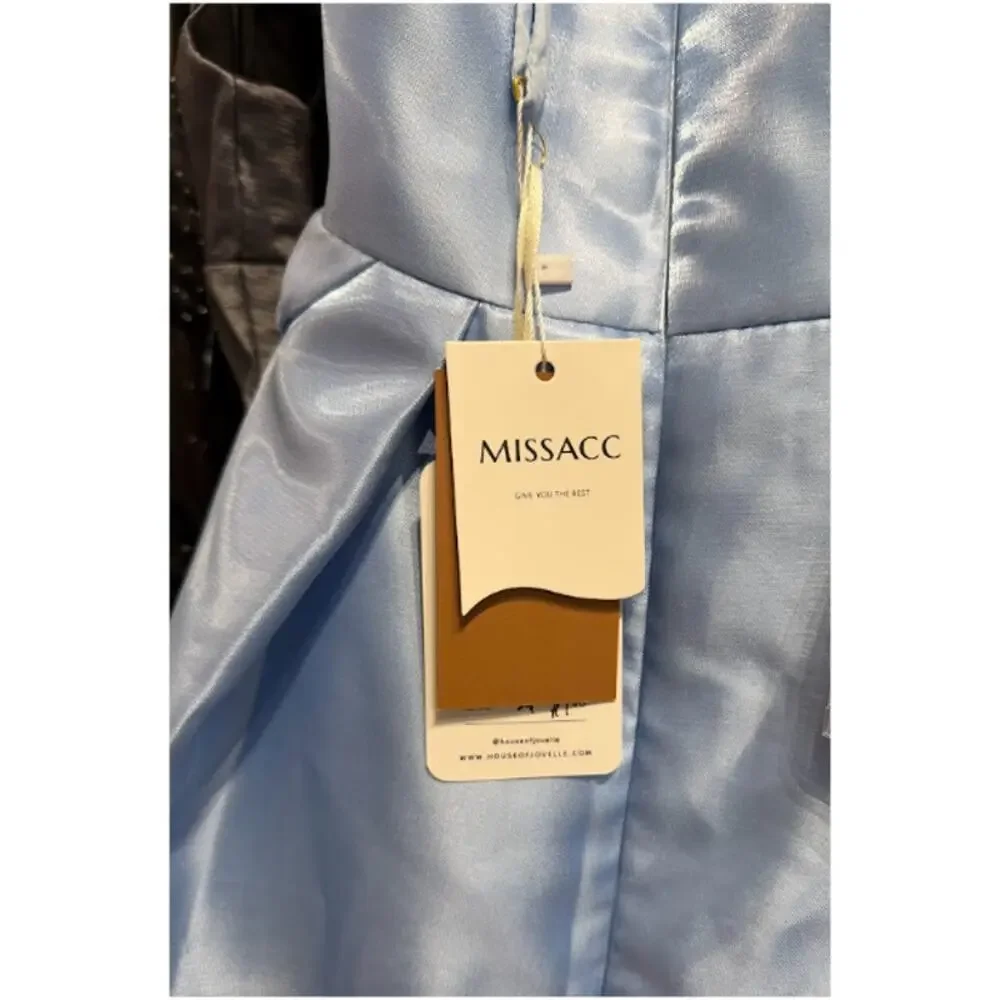 Missacc Evening Gown Dress Womens 4-8 Blue Satin Prom Formal A Line Elegant NWT - Picture 5 of 6